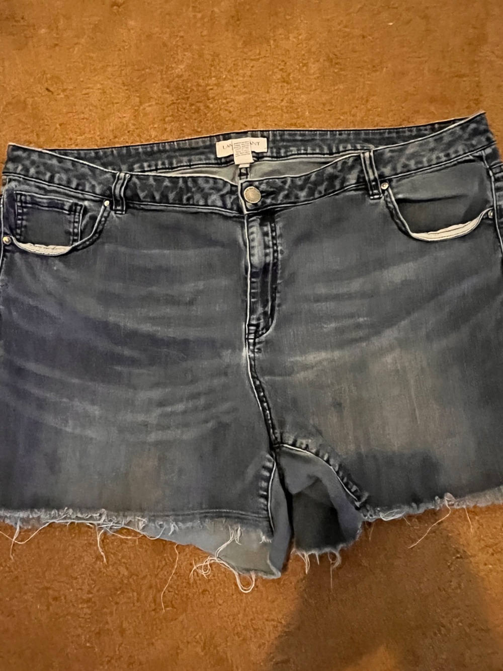 Lane Bryant Dark Blue Distressed Denim Cutoff Shorts